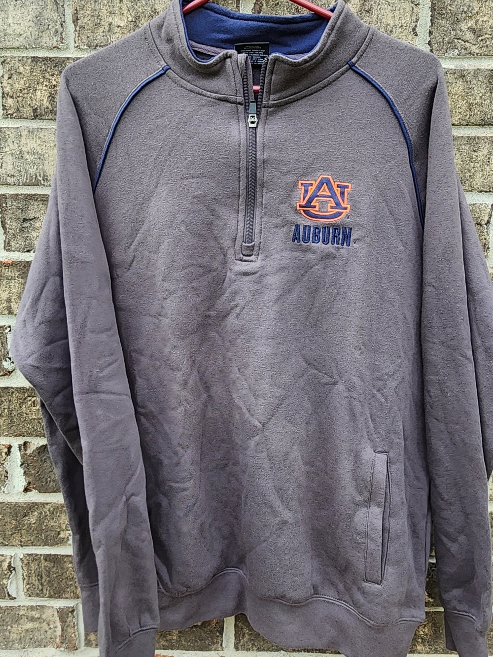 Auburn Colosseum Gray and Navy Mens Quarter-Zip Pullover Size LG